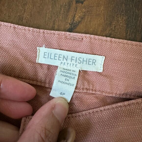 EILEEN FISHER Cotton Hemp Stretch Straight Pants Chino Washed Red - Picture 8 of 12
